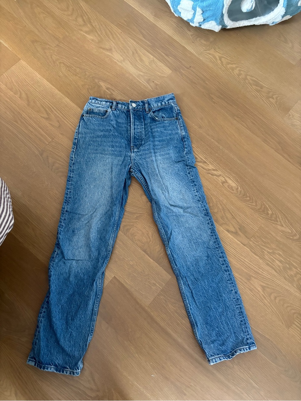 Reformation Cynthia High-Rise Straight-Leg Blue Denim Jeans in Colorado